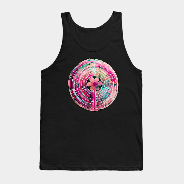 Chartres Watercolor Labyrinth Maze Tank Top by Heartsake